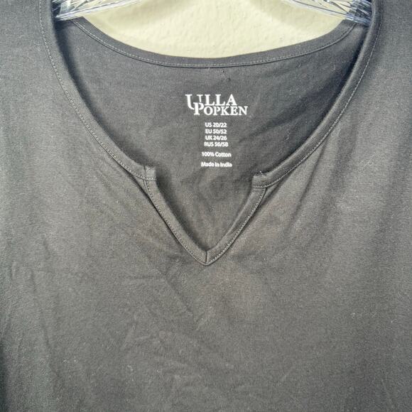 Ulla Popken Women’s 20/22 Black Cotton Maxi Dress 3/4 Sleeve Casual Flowy - Picture 5 of 7